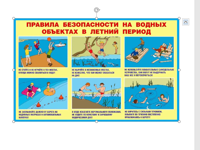 Правила безопасности на водных объектах в летний период.